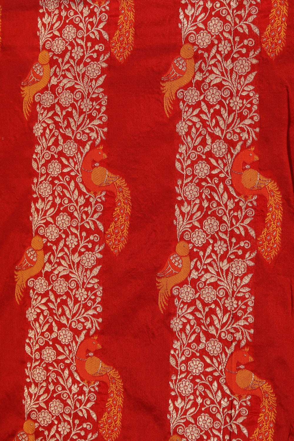 Image of Banarasi Silk Coral Red Saree